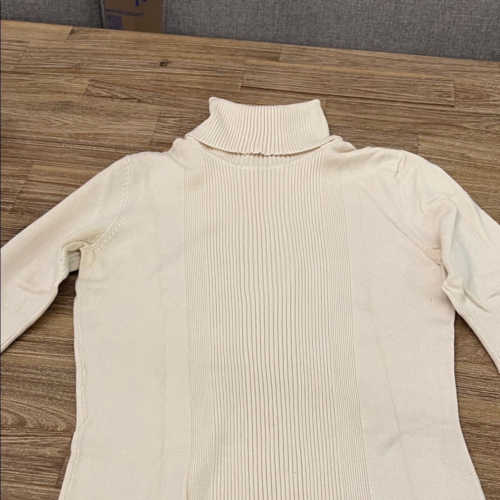 Nomi Cream Turtleneck Short Sleeve Sweater Size Small